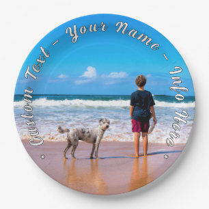 Personalised Your Photo Paper Plates Custom Text
