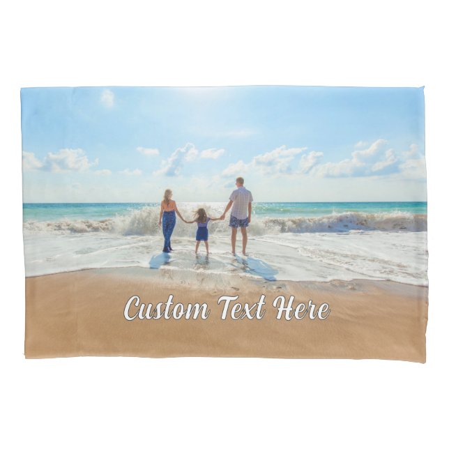 Personalised Your Photo Pillow Case Custom Text (Front)