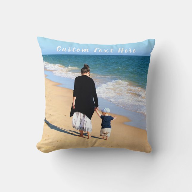 Personalised Your Photo Pillow with Custom Text (Front)