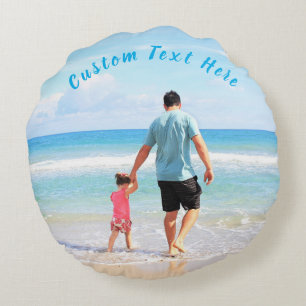Personalised Your Photo Round Pillow Custom Text