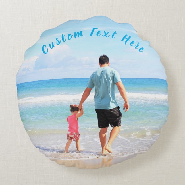 Personalised Your Photo Round Pillow Custom Text (Back)