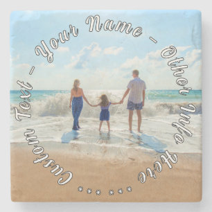 Personalised Your Photo Stone Coaster Custom Text