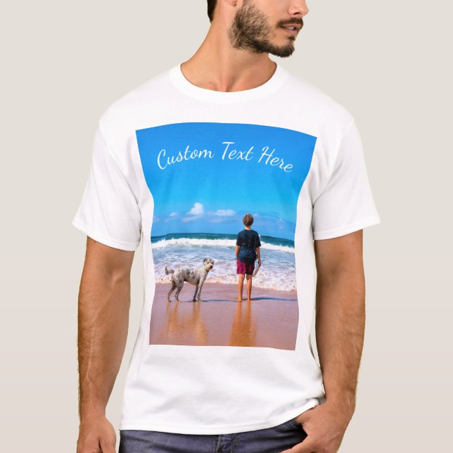 Personalised Your Photo T-Shirt with Custom Text (Front)