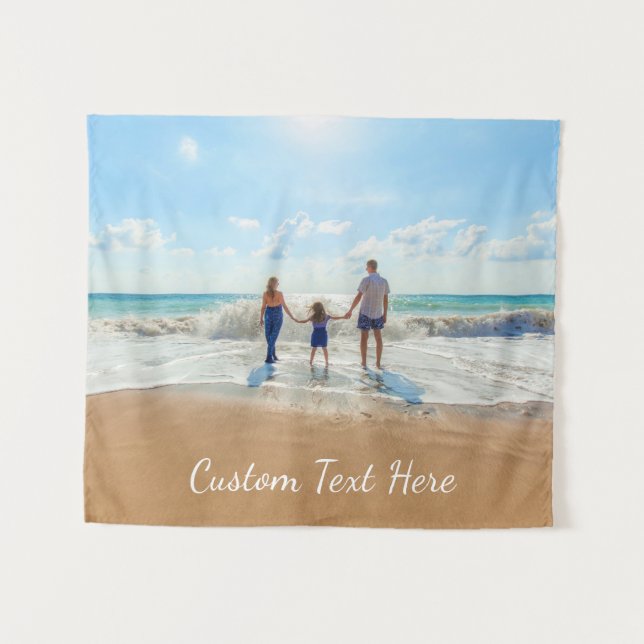 Personalised Your Photo Tapestry with Custom Text (Front (Horizontal))