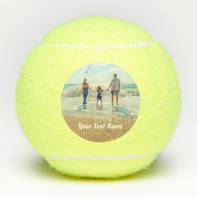 Personalised Your Photo Tennis Balls Custom Text (Front)