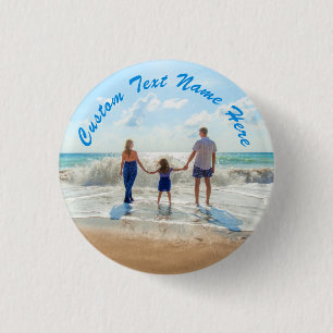 Personalised Your Photo Text Button Custom Text