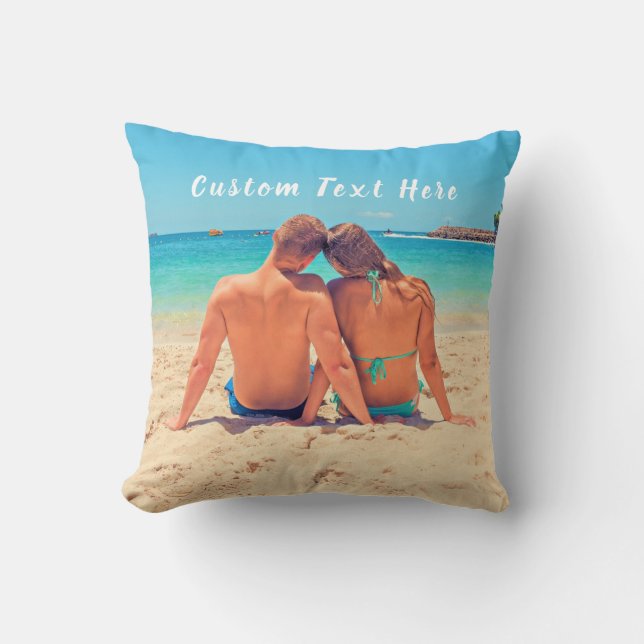 Personalised Your Photo Throw Pillow Custom Text (Front)
