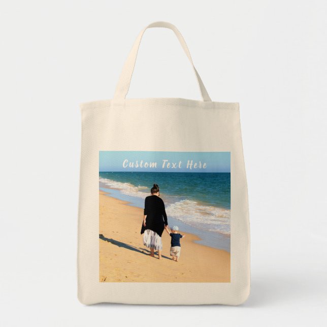 Personalised Your Photo Tote Bag with Custom Text (Front)