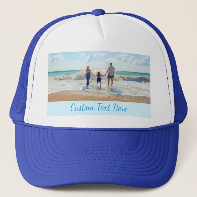 Personalised Your Photo Trucker Hat Custom Text (Front)