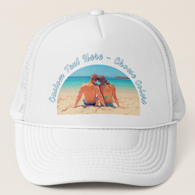 Personalised Your Photo Trucker Hat Custom Text (Front)