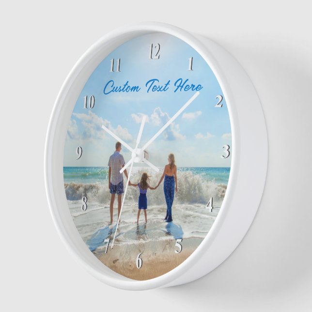 Personalised Your Photo Wall Clock and Custom Text (Angle)