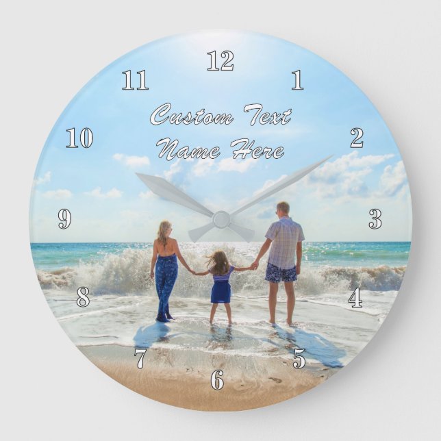 Personalised Your Photo Wall Clock and Custom Text (Front)