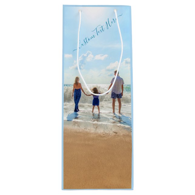 Personalised Your Photo Wine Gift Bag Custom Text (Front)