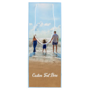 Personalised Your Photo Wine Gift Bag Custom Text