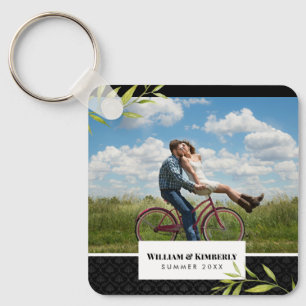 Personalised Your Photo with Laurel and Damask Key Ring