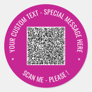 Personalised Your QR Code and Text Round Sticker