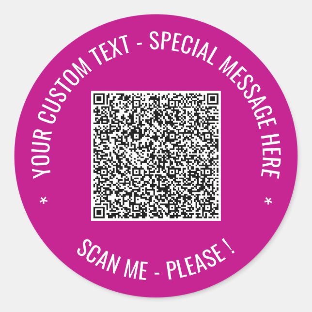 Personalised Your QR Code and Text Round Sticker (Front)