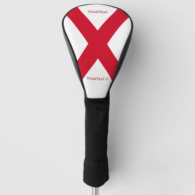 Personalised Your Text Alabama State Flag on a Golf Head Cover (Front)