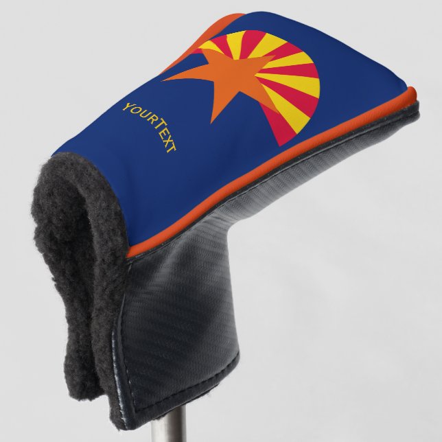 Personalised Your Text Arizona State Flag on a Golf Head Cover (3/4 Front)