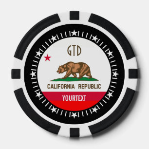 Personalised Your Text California State Flag on a Poker Chips