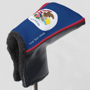 Personalised Your Text Illinois State Flag on a Golf Head Cover