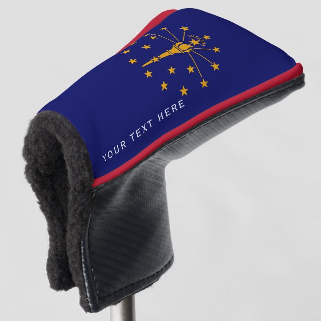 Personalised Your Text Indiana State Flag on a Golf Head Cover (3/4 Front)
