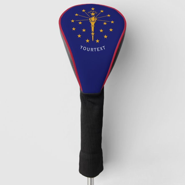 Personalised Your Text Indiana State Flag on a Golf Head Cover (Front)