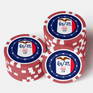 Personalised Your Text Iowa State Flag on a Poker Chips