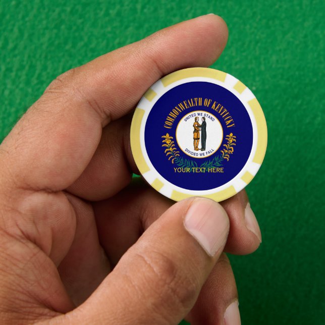 Personalised Your Text Kentucky State Flag on a Poker Chips (Hand)