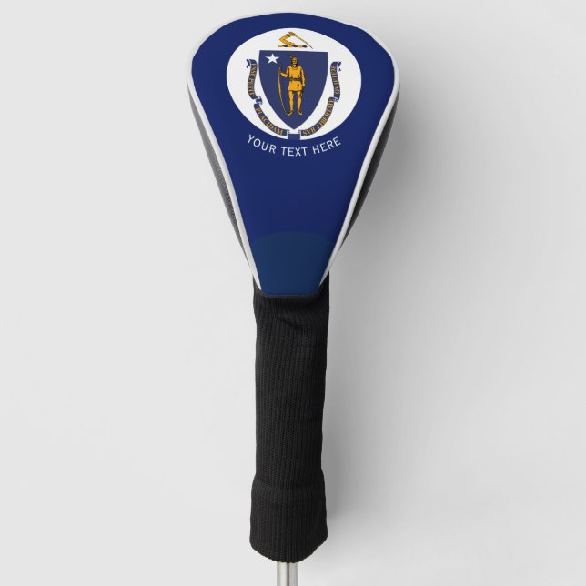 Personalised Your Text Massachusetts State Flag on Golf Head Cover (Front)