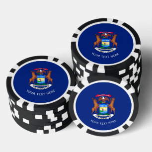 Personalised Your Text Michigan State Flag on a Poker Chips