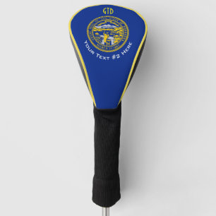 Personalised Your Text Nebraska State Flag on a Golf Head Cover
