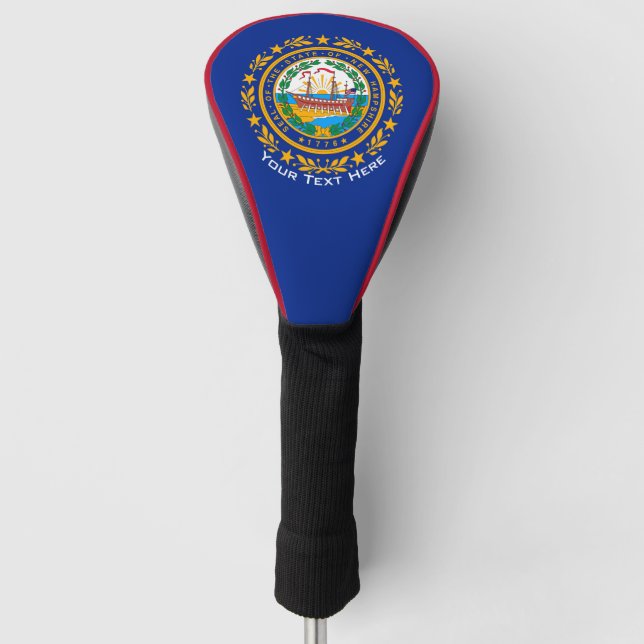 Personalised Your Text New Hampshire State Flag on Golf Head Cover (Front)