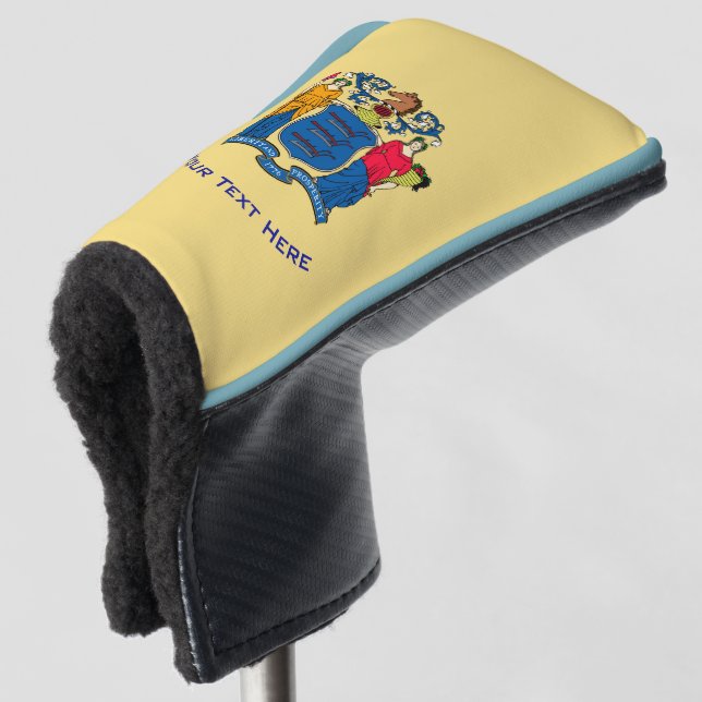 Personalised Your Text New Jersey State Flag on a Golf Head Cover (3/4 Front)