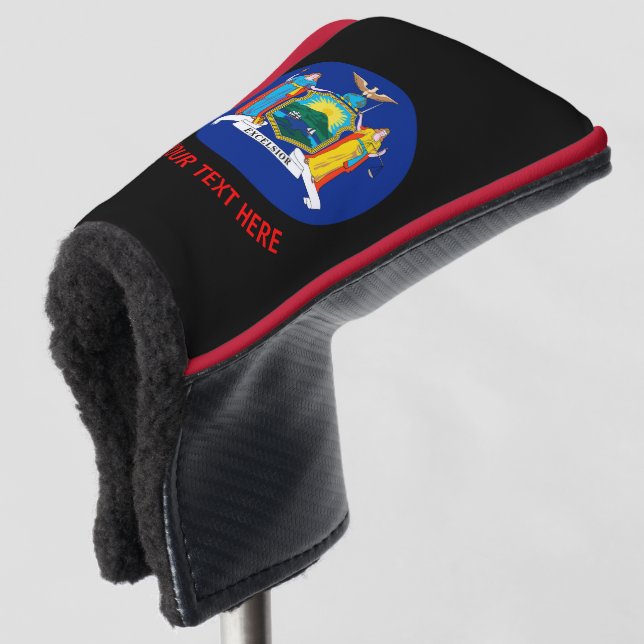Personalised Your Text New York State Flag on a Golf Head Cover (3/4 Front)