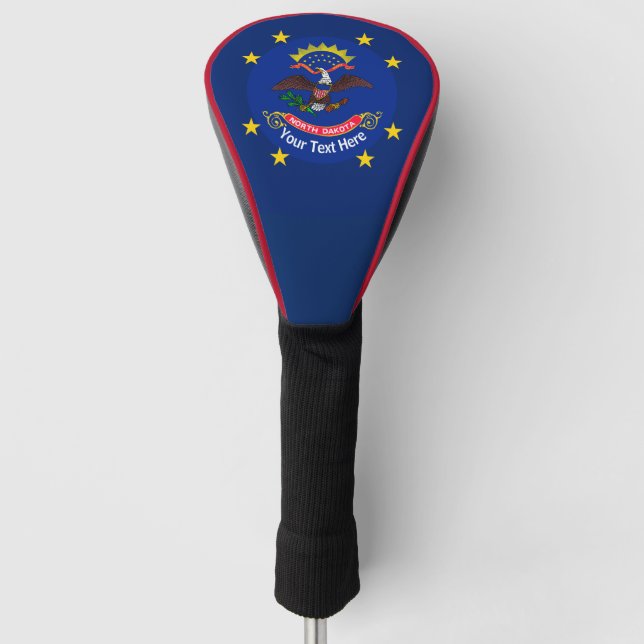 Personalised Your Text North Dakota State Flag Golf Head Cover (Front)