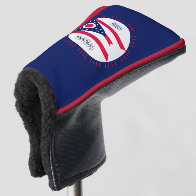 Personalised Your Text Ohio State Flag on a Golf Head Cover (3/4 Front)