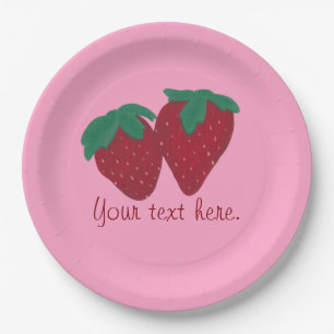 Personalised Your Text Strawberries Paper Plates