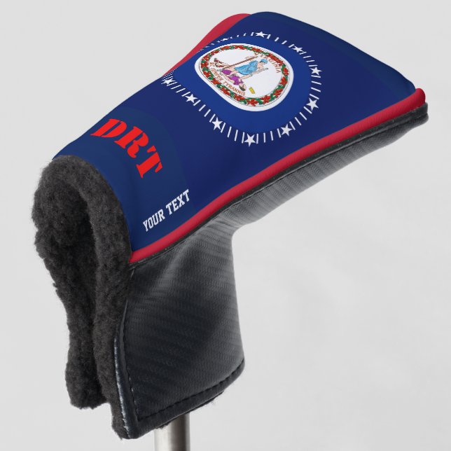 Personalised Your Text Virginia State Flag on a Golf Head Cover (3/4 Front)