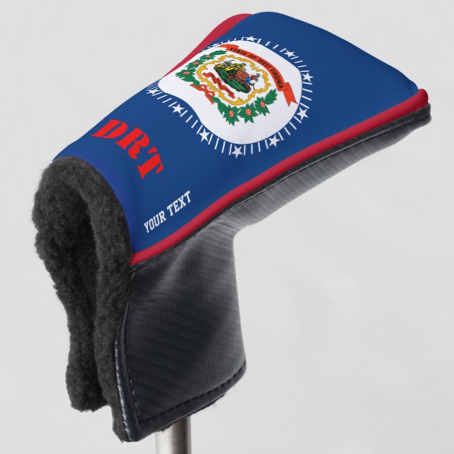 Personalised Your Text West Virginia State Flag Golf Head Cover (3/4 Front)