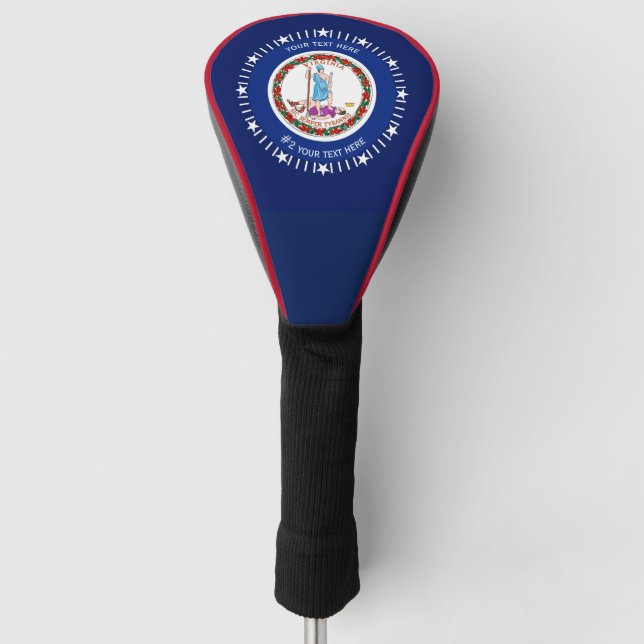 Personalised Your Virginia State Flag on a Golf Head Cover (Front)