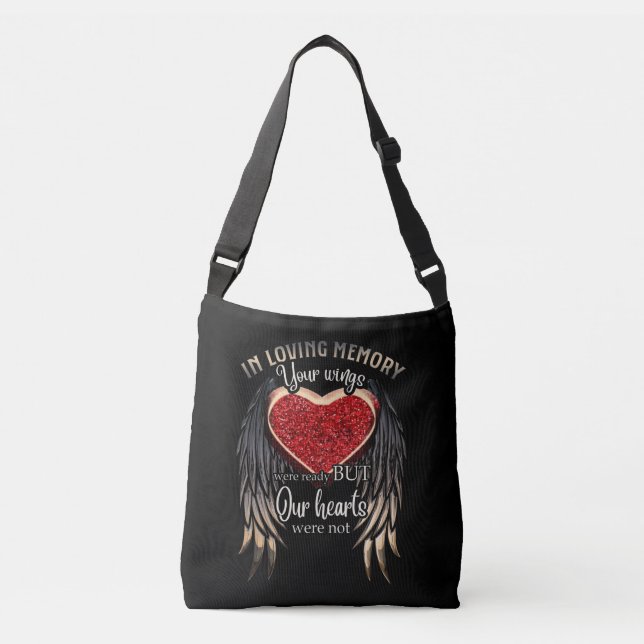 Personalised Your Wings Were Ready But Our Hearts Crossbody Bag (Front)