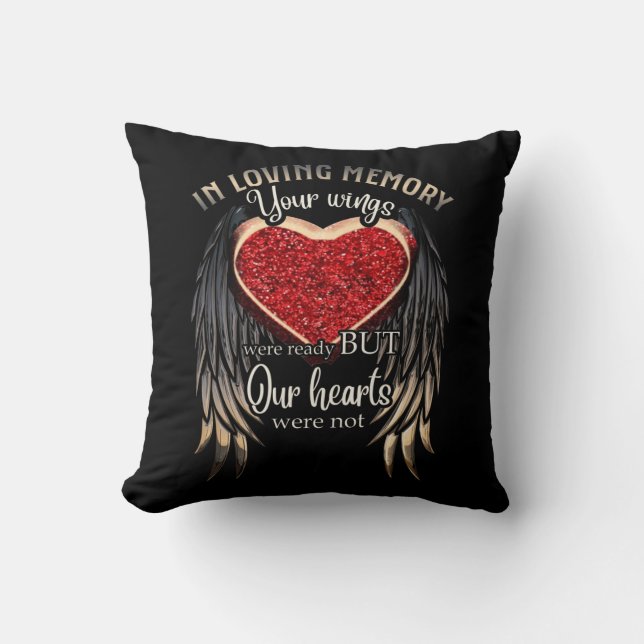 Personalised Your Wings Were Ready But Our Hearts Cushion (Front)