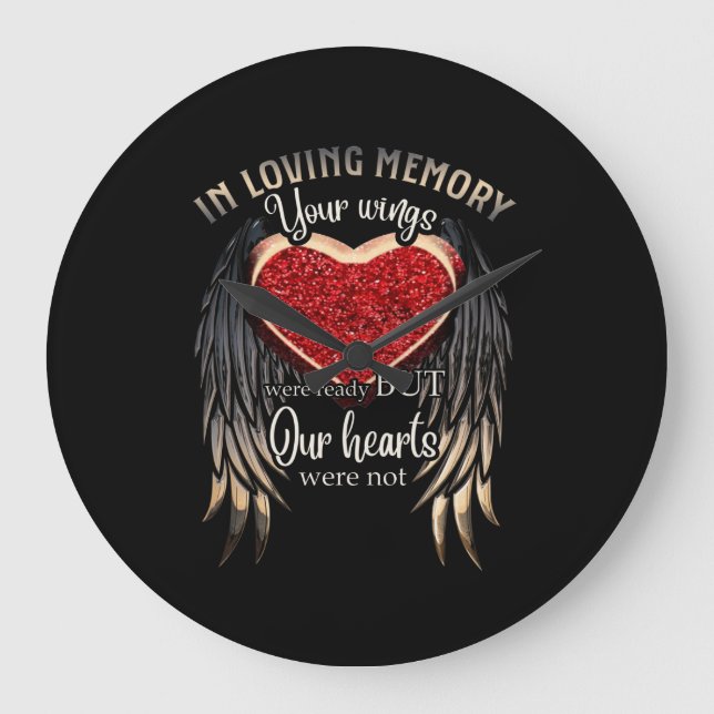 Personalised Your Wings Were Ready But Our Hearts Large Clock (Front)