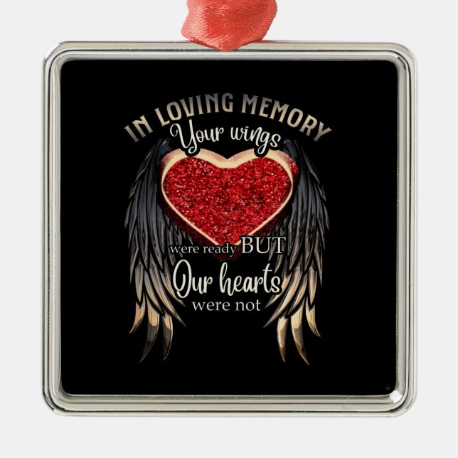 Personalised Your Wings Were Ready But Our Hearts Metal Tree Decoration (Front)