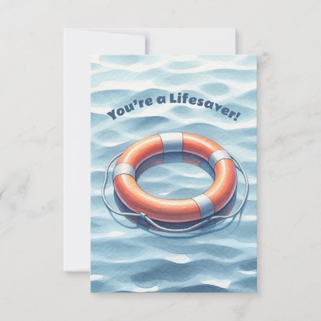 Personalised You're a Lifesaver Gratitude Pun Thank You Card (Front)