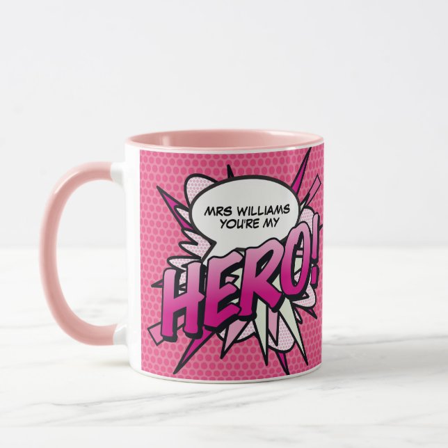 Personalised You're my HERO Comic Book Pop Art Mug (Left)