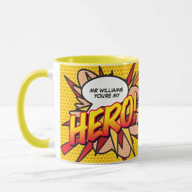 Personalised You're my HERO Comic Book Pop Art Mug (Left)