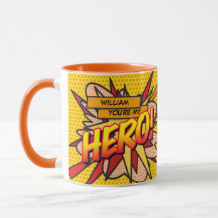 Personalised You're my HERO Comic Book Pop Art Mug