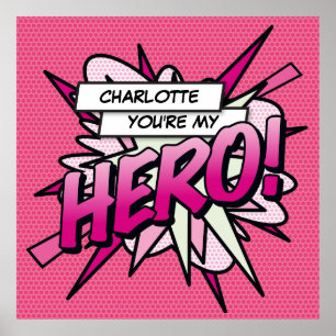 Personalised You're my HERO Comic Book Pop Art Poster